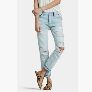 Lucky Brand Floral Embroidered & Distressed Sienna Slim Boyfriend Jeans
